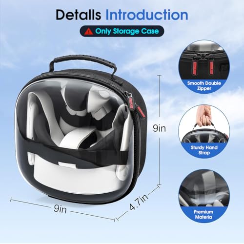 ZORBES® Travel Case for Meta Quest 3S VR Headset Portable Carrying Case with Handle Transparent Protective Case Headset Controller Grips Charger Accessories Bag for Meta Quest 3S, 23x12x23cm ZORBES® Travel Case for Meta Quest 3S VR Headset Portable Carrying Case with Handle Transparent Protective Case Headset Controller Grips Charger Accessories Bag for Meta Quest 3S, 23x12x23cm